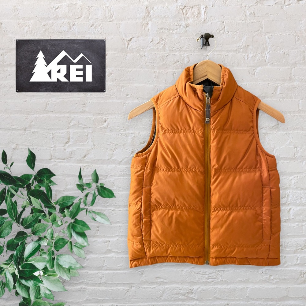REI Reversible Down Vest in Orange Black Size Youth S (8)